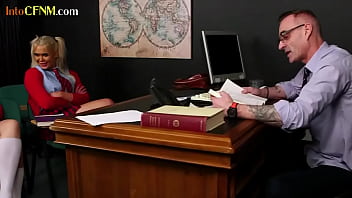 Preview 1 of Mo Jizz - Curvy british cfnm students suck teacher during boring class