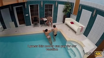 Preview 2 of Crack Incest - HUNT4K. Swimming pool is a nice place for guy to fuck boys GF for cash