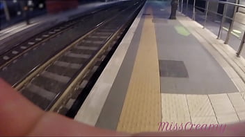 Preview 1 of Kukurxxx - Flashing my pussy in front of people in public train and I masturbate me - it&#039_s very risky with people near - MissCreamy