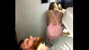 Preview 4 of Doll Cax - Classy blonde waxes a man&#039_s face,  her gorgeous breasts popping out