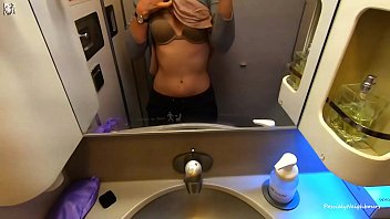 Preview 1 of Sex Sama Siswi Amu - Vibrator Orgasm on a Plane - Amateur Mile High Club