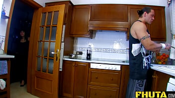 Preview 1 of Seachtube Ja - FHUTA -  French Gabrielle Neva Takes It From The Back Door In The Kitchen