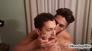 Preview 3 of Hairy Bad - Male Bondage movie with Diogo Nasser handgagged Henrique tied up gagged