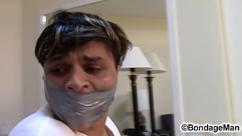 Preview 4 of Ohmibod Squirt Webcam - Tapegagged Axel Franco in bondage movie preview