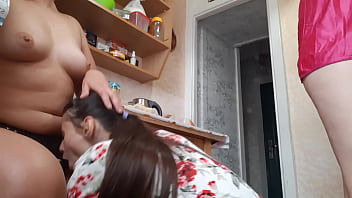 Preview 2 of Sex Bnet Nike - Fucked with a girl while the housekeeper was preparing breakfast - Lesbian Illusion Girls