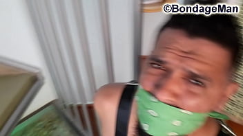 Preview 3 of Brezzers Xxx Naked Videos - Big Dog tied up bandana gagged bondage first time