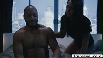Preview 1 of Geng She - Horny Tgirl butt fucked by black husband