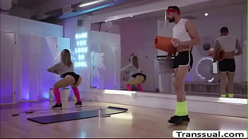 Preview 1 of Samira Feraz - Seductive Tgirl analed her yoga partner