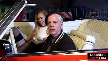 Preview 1 of Santon A New - Kinky lingerie babe cockrides dom in car before creampie