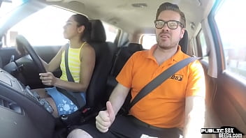 Preview 1 of 12 Years Boy Beeg His Mom Videos - Student driver publicly sucks instructor before pussyfucking