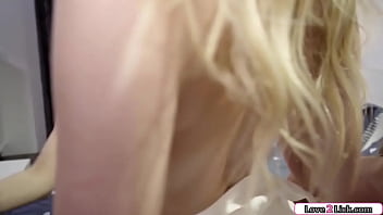 Preview 2 of He Got Mom - Petite blonde has 3some with 2 hot bffs