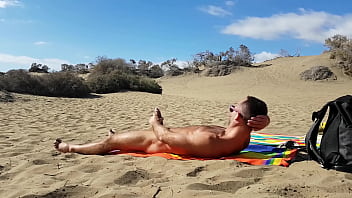 Preview 2 of All Porn Hb - Public handjob in the dunes of Gran Canaria