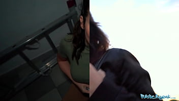 Preview 2 of Ethnic Bisexual Mmf - Public Agent Stunning brunette with fantastic tits fucks a stranger to pay a fine