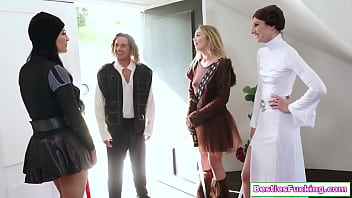 Preview 1 of With Old Teachers - Bffs cosplayers get fucked sharing a toy