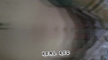 Preview 4 of Skinny Threasomes - The Real Red teases you with a huge white cock