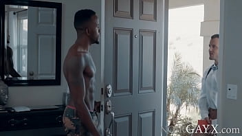 Preview 1 of Miss Pooja Sarhma Blue Film - Preacher Fucks Hot Ebony Army Man - Phoenix Fellington,  Colton Grey