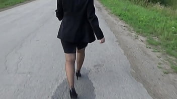 Preview 1 of Couple Humiliation Slave - My walks in pantyhose and heels
