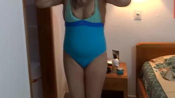 Preview 1 of Suking Tit Mom - Intermediate video - My hot wife,  Latin mother shows off on the beach and puts many hard cocks,  excited she goes to the apartment and masturbates in front of the hotel owner,  she asks him to fuck her hard in the ass,  cuckold husband