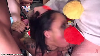 Preview 1 of Indian Xxx Police Karnataka - Little ebony rough fucked by clowns