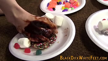Preview 2 of Xvidious In Indian - Teens choc covered feet get sucked