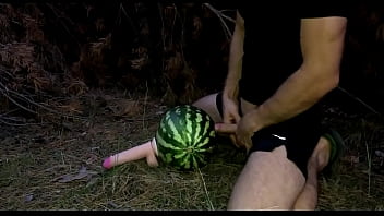 Preview 2 of Jacques Et Michel - I found a WATERMELON in the forest and fucked it with two members / Male orgasm / Russian dirty talk / Dildo