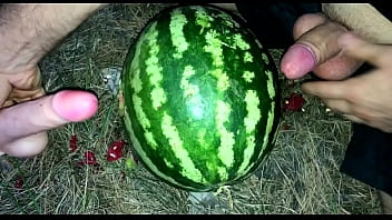 Preview 3 of Jacques Et Michel - I found a WATERMELON in the forest and fucked it with two members / Male orgasm / Russian dirty talk / Dildo
