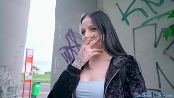 Preview 2 of Perawan Paksa - Face tattoo brunette gets picked up and fucked in public