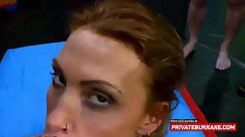 Preview 1 of Xxx Balck Man White Gril Love - Tatooed whore gets facial cum eating in private gangbang pary