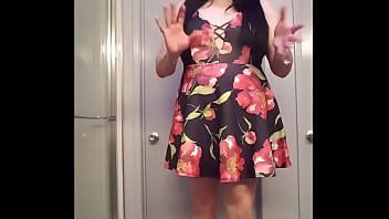Preview 2 of Kompoz Xxzxx Video Pakistanis - Black &amp_ Red Floral Skater Skirt Outfit Video