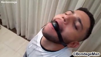 Preview 1 of 3d Anime Machine - Tavinho in bondage is gagged many times for audition gag test