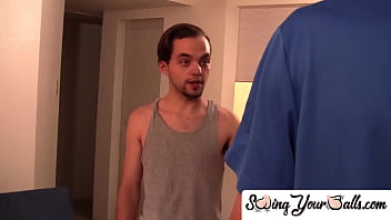 Preview 2 of Pornal Stars - SwingYourBalls.com - developing man gets vigorous blowjob from gay deviant