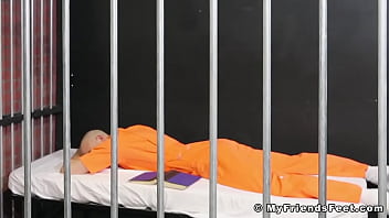 Preview 1 of Www Sexvn Com - Uniformed prison guard foot worshipped by bald gay inmate