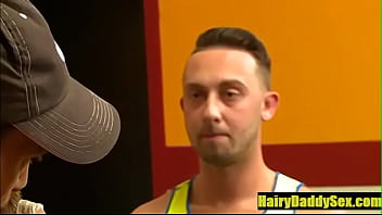 Preview 2 of Quickest Blowjob Ever - Hung Daddy and Jock trade blowjobs- HairyDaddySex.com