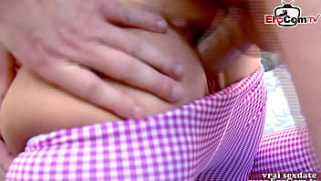 Preview 2 of Indo Porn Sex Mom - French blonde teen at outdoor anal threesome