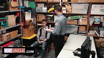 Preview 2 of Horny Champagne - YoungPerps - Security Guard Shoves His Schlong In A Muscular Stud