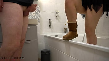Preview 2 of Poop Teen - dirty mess on my Ugg boots - pussy juice,  cum and golden shower fun,  projectfundiary