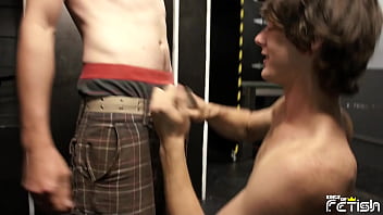 Preview 2 of Brazilian Carnival Dance Rape - Horny twink guy sucks his friend hairy cock trough glory hole