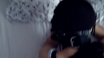 Preview 3 of Horse And Gar Sex Vidiyo - Fucking my wife in French Maid outfit and ball-gag with head harness