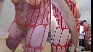 Preview 2 of Tops Da Net - 2-sides fuck in red fishnet - Kong to asshole &amp_ dick to Ice Lady - part1