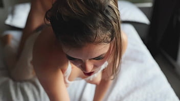 Preview 4 of Lesbian Beautiful Sex Hot - HARDCORE SEX DOMINATION this petite 18yo bitch takes Jimmy buds cock hard and deep