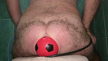 Preview 3 of Mature L Blowjob Swallow 2 Bbw - Huge 13 cm Wide Inflatable Ball stretching my Anus to the max in Slow Motion.