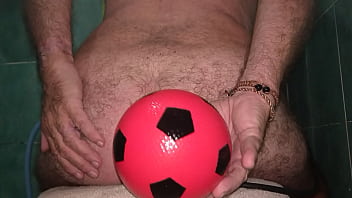 Preview 4 of Nici Hase - World Record 13 cm Wide Anal Stretching with Inflatable Ball.