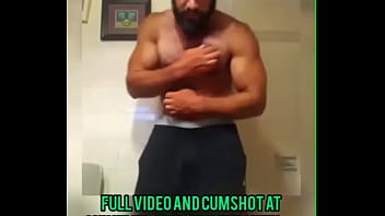Preview 1 of 3 Niggers Fuck His White Wife - Hot bodybuilder posing nude and jerking off big dick in bathroom