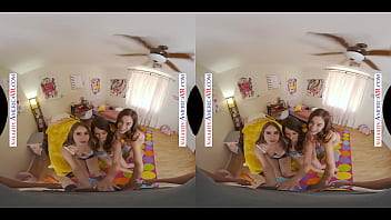 Preview 2 of Xxx Six Bido - Naughty America - Super cute co-eds,  Charly Summer,  Kourtney Rae,  and Penelope Kay,  tag team a hunk who misses his girlfriend