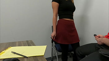 Preview 2 of Janvaro Ki Sexy Picture - Girl gives new boss a blowjob during job interview