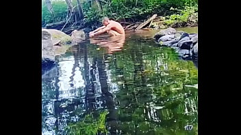 Preview 2 of Aidra Fox Anal Creampie - Naked river swimming
