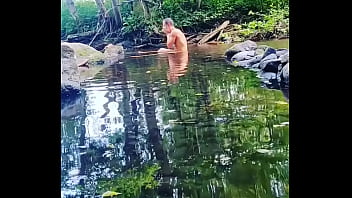 Preview 1 of Aidra Fox Anal Creampie - Naked river swimming
