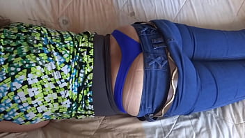 Preview 3 of Sister Help Handjob - My wife&#039_s Latin step sister shows off in front of her friend&#039_s son,  shows him her huge ass and asks him to jerk off while recording her