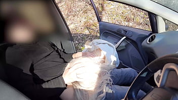 Preview 4 of Pratty Sex - Public cock flashing - Guy jerking off in car in park was caught by a runner girl who helped him cum