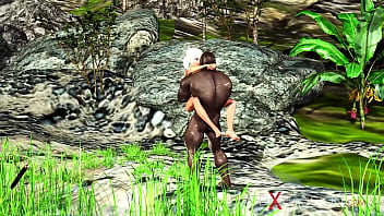 Preview 4 of Romantic Bajpuri - Outdoor hot sex! Big black cock fucks hard a sexy blonde in the island
